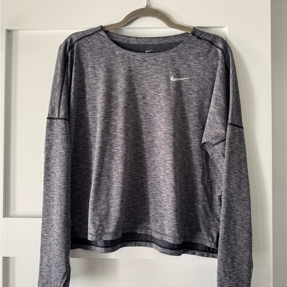 Nike Gray Cropped Dri-Fit Long Sleeve Shirt